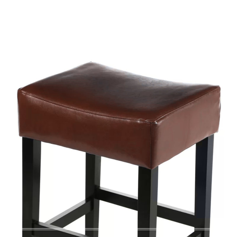 Ensemble de 2 tabourets de bar en cuir sans dossier de 26,75 po de hauteur de comptoir, Brun