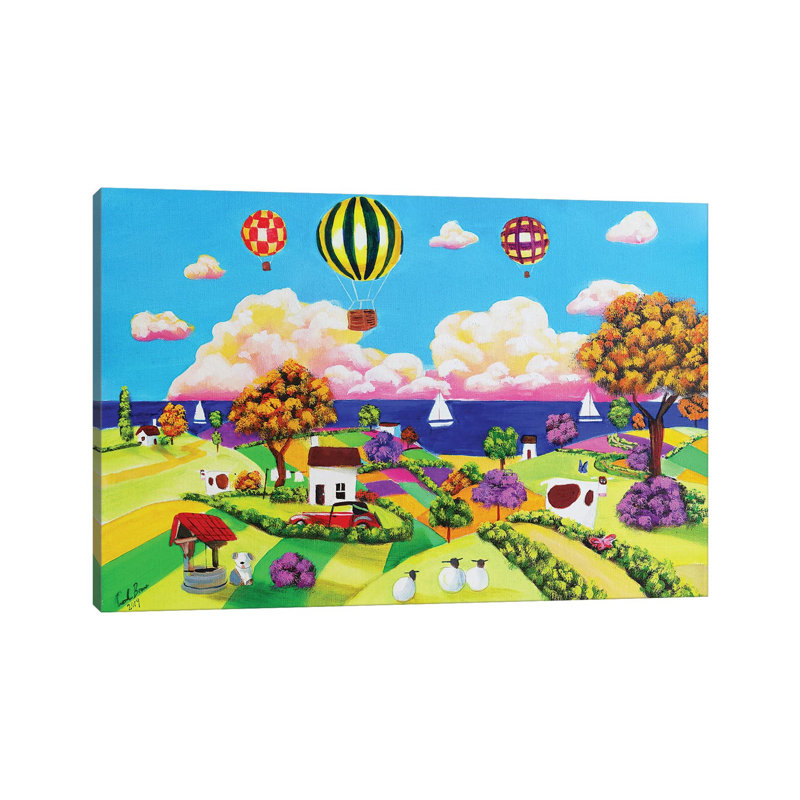 Happy Seaside by Gordon Bruce - Wrapped Canvas Print, 20.32 cm H x 30.48 cm W