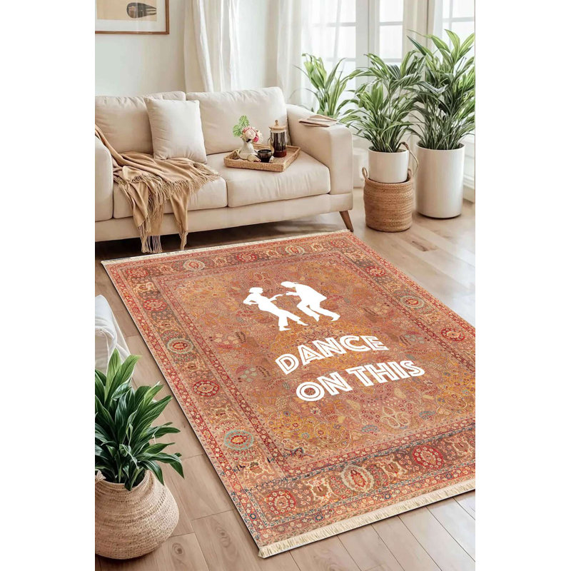 Sultan's Dance Traditional Quote Area Rug (Terracotta)
