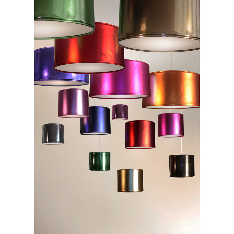 Metallic Drum Pendant Shade, Orange, 10" H x 13" W x 13" D