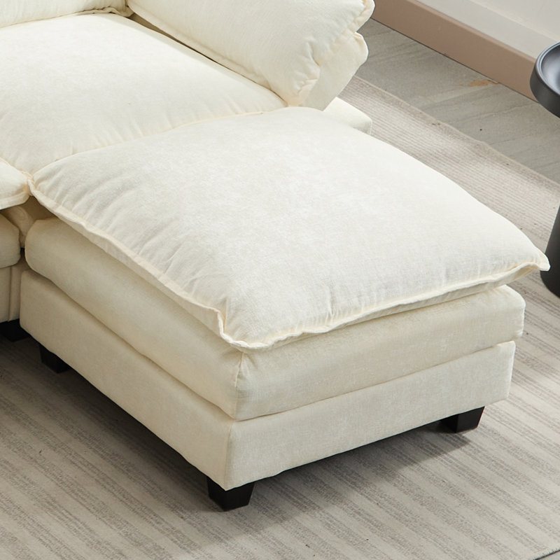 Accoudoirs coussinés en chenille de 108,7 po Millcreek, Blanc crème