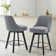 Swivel Upholstered 26''Counter Stool And Bar Stools With Full Back And Solid Wood Frame