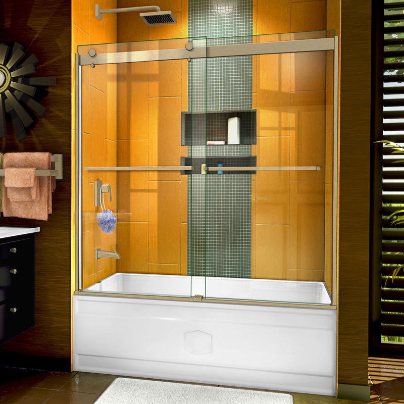 Sapphire 56" W x 60" H Bypass Semi-Frameless Tub Door with ClearMax™ Technology, Nickel