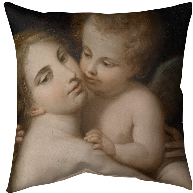 Housse de coussin cupid vénus et, 14 po x 14 po, Faux lin
