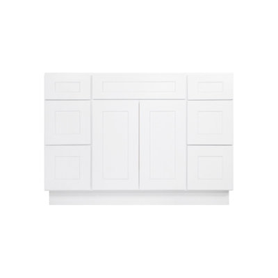 Furinno Shaker Two Drawer Stack Bath Vanity Cabinet without Top, Ready to Assemble, 21 D x 48 W x 34.5 H, White