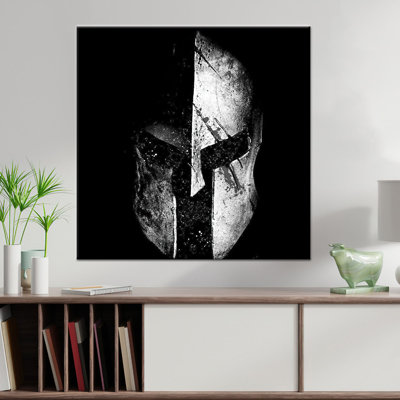 Spartan Helmet Canvas Wall Art: Molon Labe Print, Modern Decor,1P GoldFramedCanvas