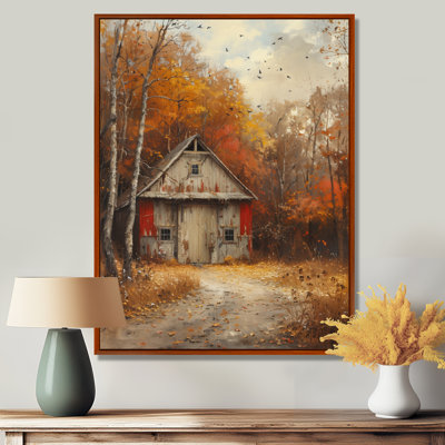 Grey Red Autumn Rustic Retreat Barn - Barn Wall Decor