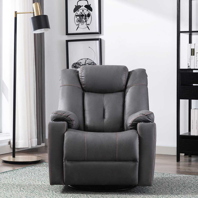 Henreitta Swivel Home Theatre Recliner, Charcoal