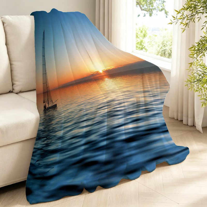Jeté en molleton transparent ultra doux en voile de flanelle avec un magnifique imprimé d'un seul côté, Throw 40" x 50"