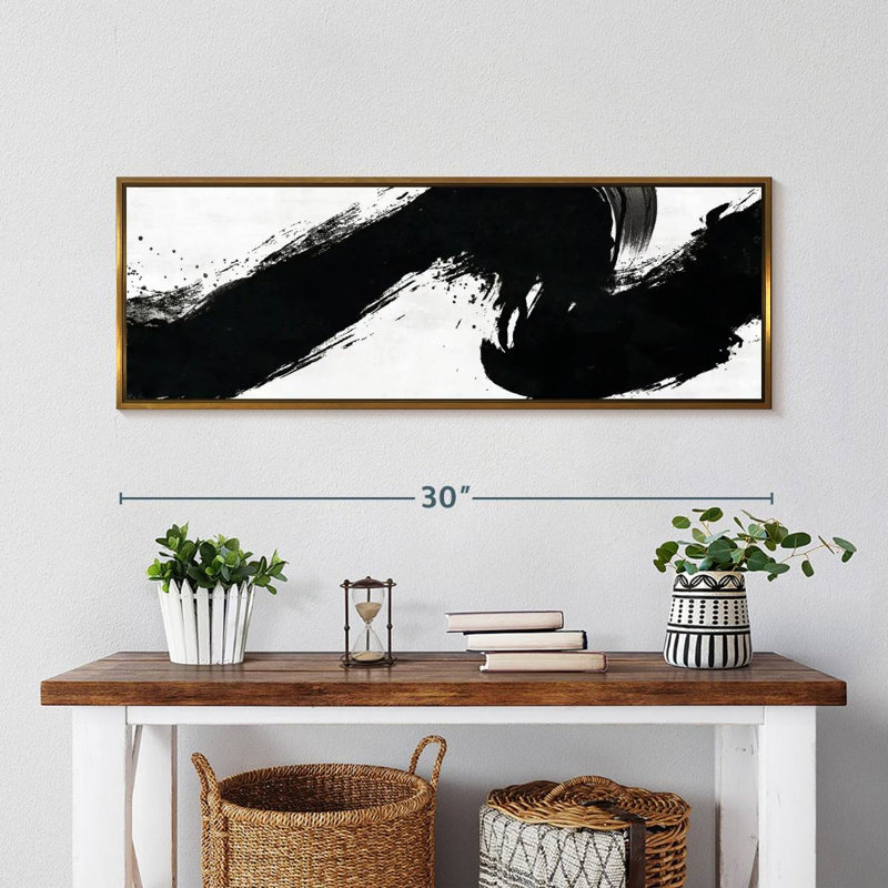 Coup abstrait, Cadre flottant doré, 31 po x 11 po