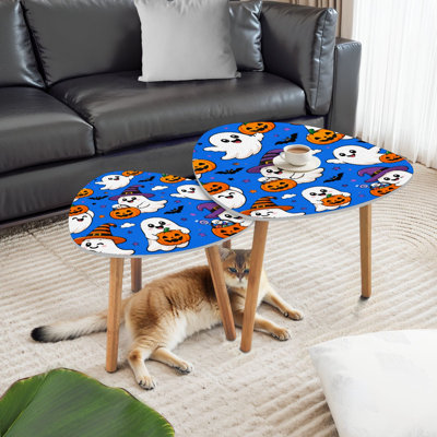 Ensemble de 2 tables basses gigognes triangulaires sans soudure Happy Halloween