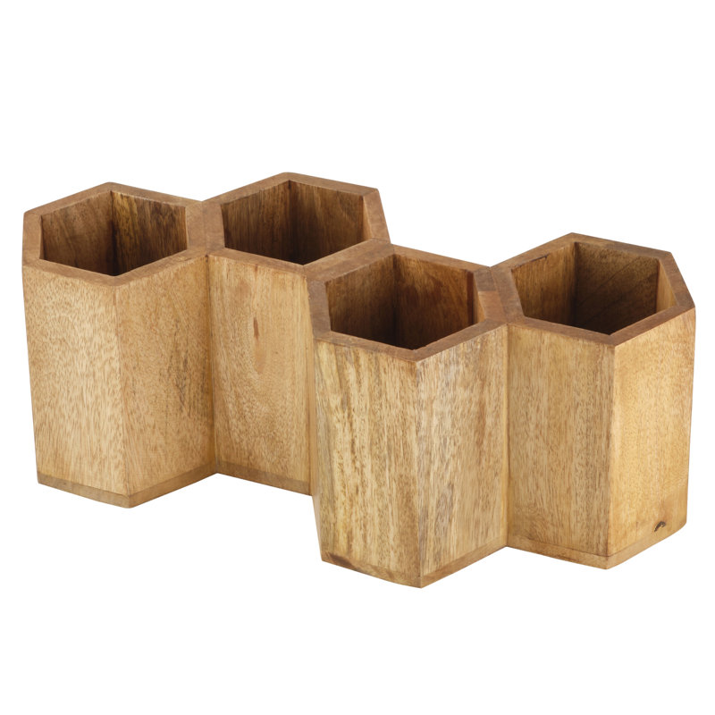 Gourmet Basics by Mikasa Hex Wood Flatware Caddy