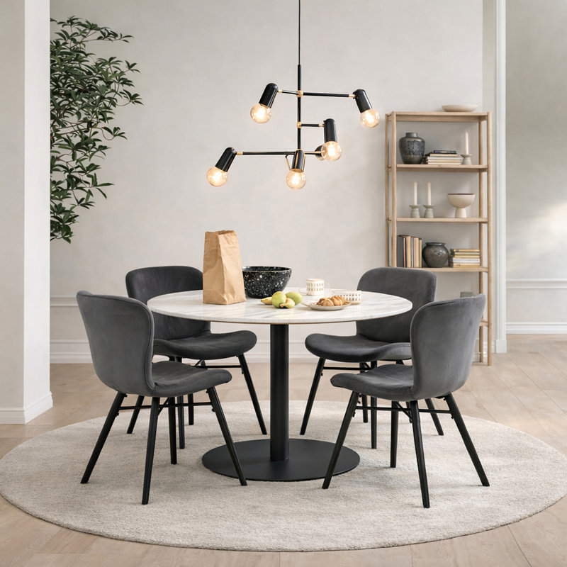 Tannenbaum 4 - Person Dining Set, Grey/Black, Black