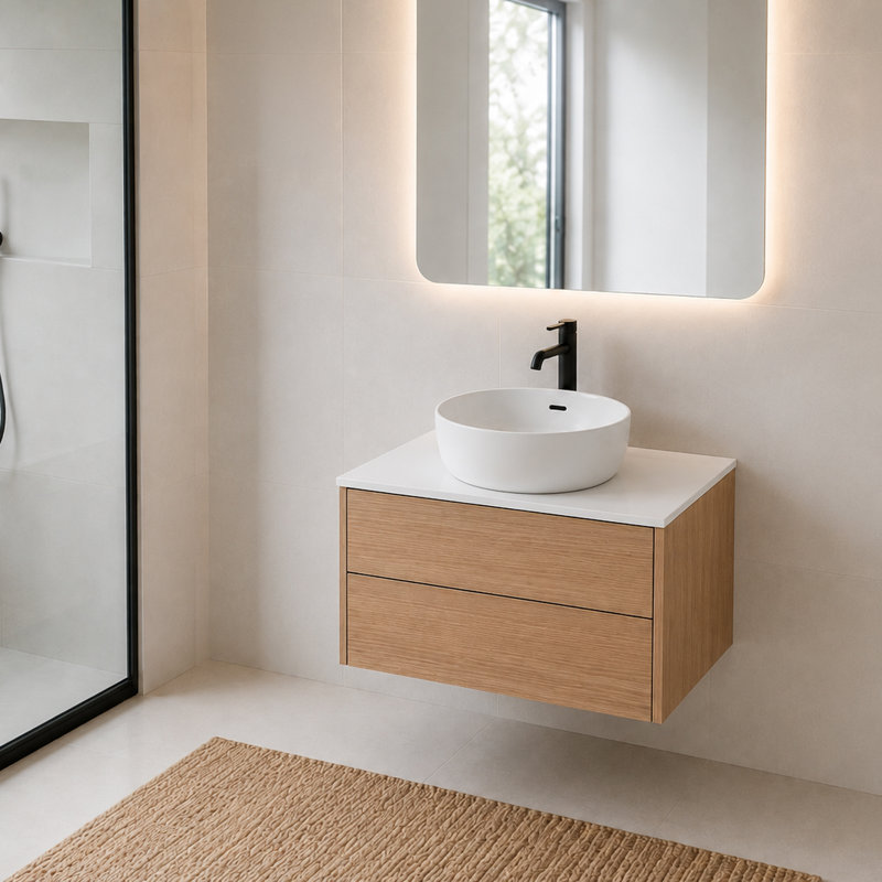 Modern 30" Solid Surface Bathroom Vanity Top for Vessel Sink - White
