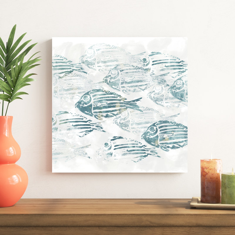 «Sealife Batik II», peinture sur toile, H 20 po x l 20 po, Toile tendue