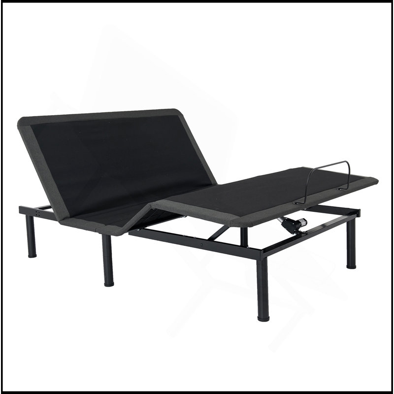Modern Adjustable Metal Bed Base With Wired Remote Control, Queen