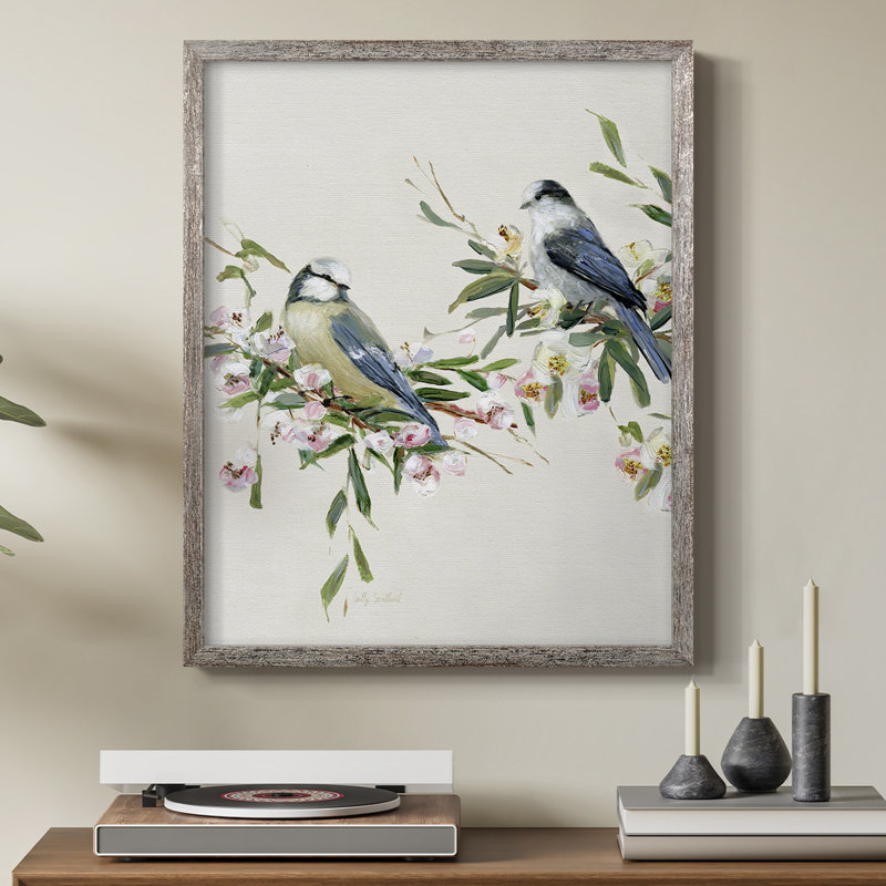 Songbird Duo I, reproduction encadrée - bois massif, H 15 po x l 12 po