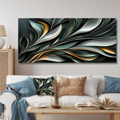 Whispers Of Spring Of Black Botanicals I - Abstract Metal Art, Botanicals Metal Print