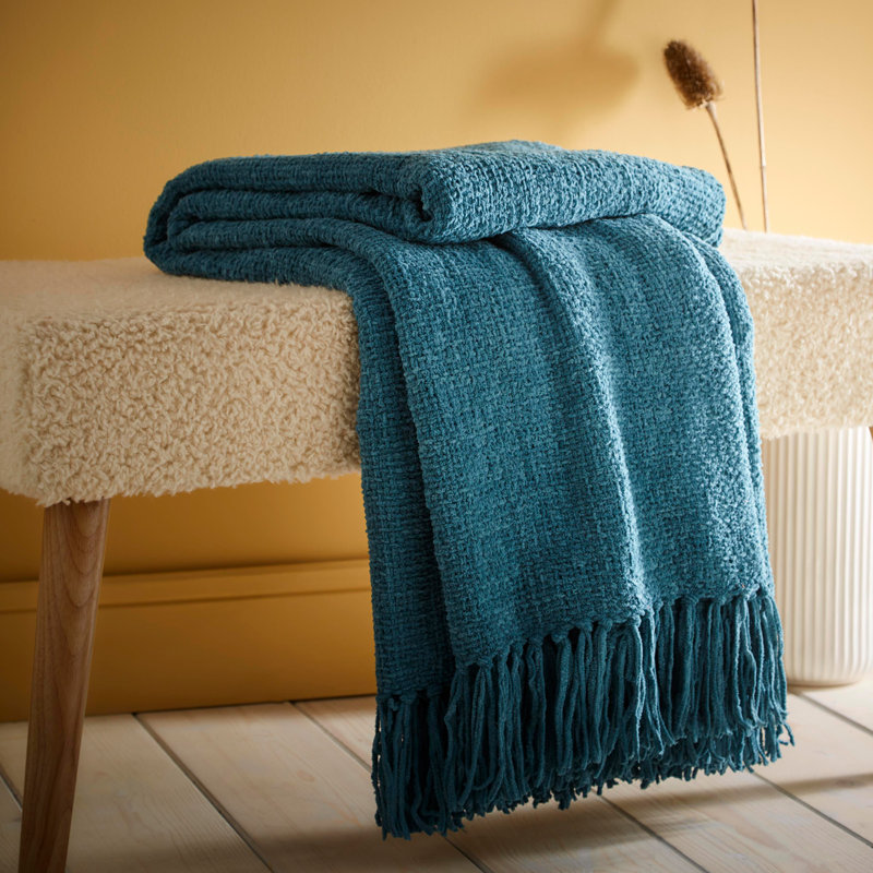 Chenille Throw Throw Blanket, Teal