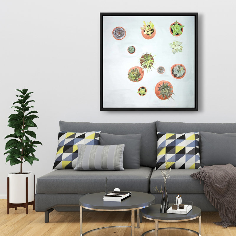 Plantes de cactus - Toile encadrée botanique exotique pour la décoration intérieure