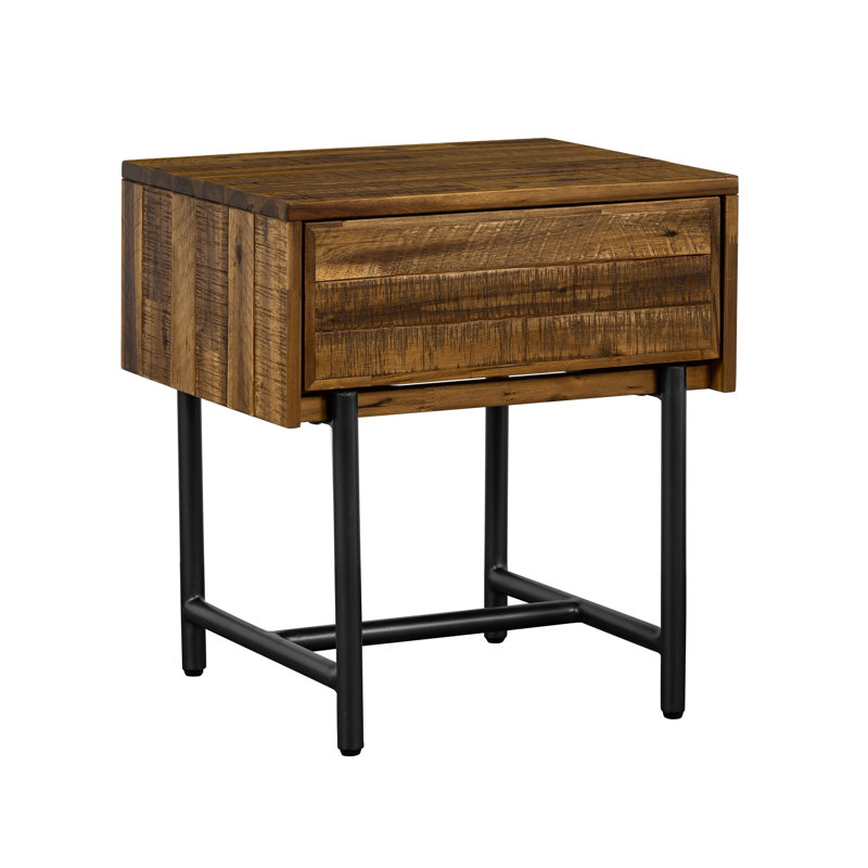 Table de chevet à tiroir simple Rustic Acacia