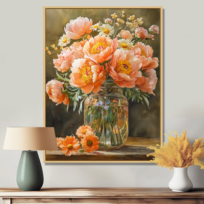 «Golden Hour Peony Bouquet At The Farm III» - pivoines, art mural