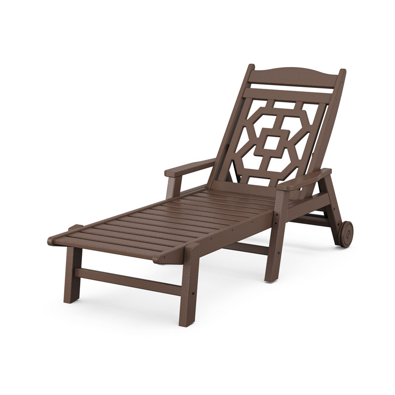 Chinoiserie Outdoor Chaise Lounge, Mahogany