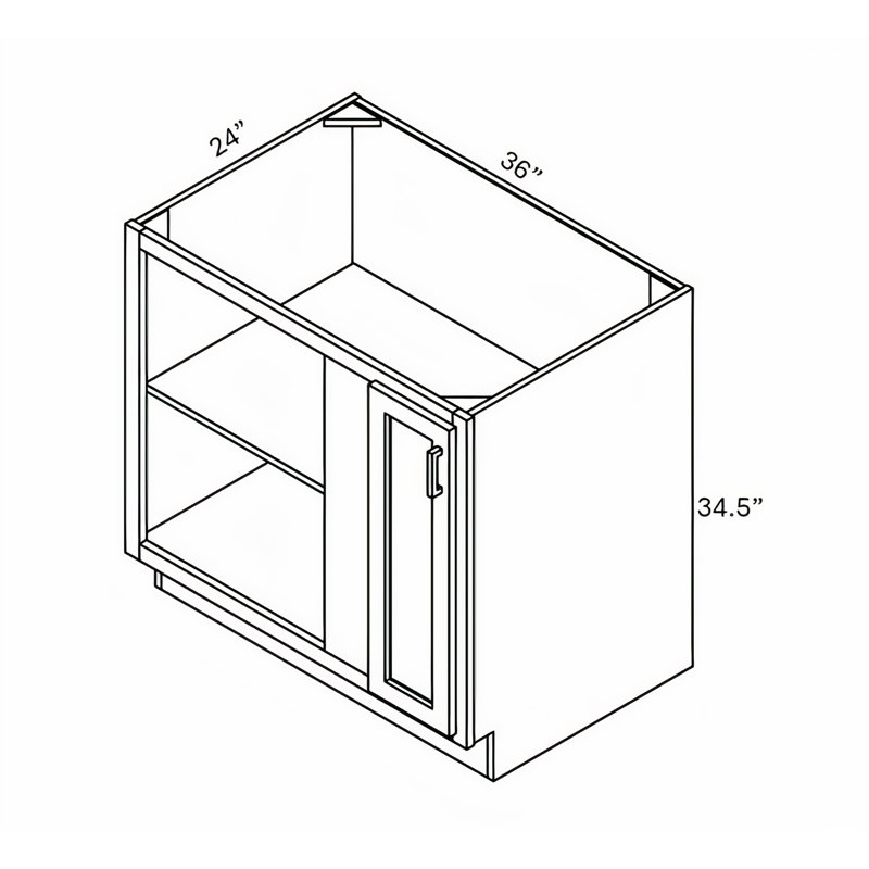 Armoire de coin blanche prête à assembler en blanc, H 34,5 po x l 36 po
