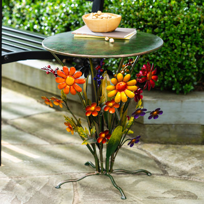 Ashelman Handmade Metal Daisies Outdoor Side Table by Lark Manor