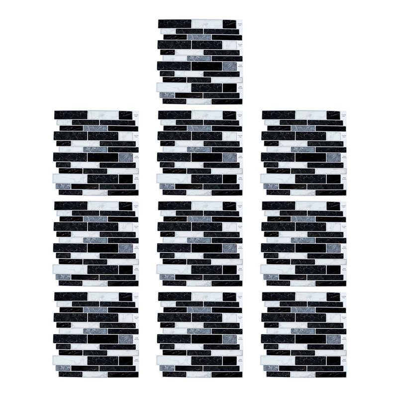 30cm x 30cm Wallpaper Tile, White/Black