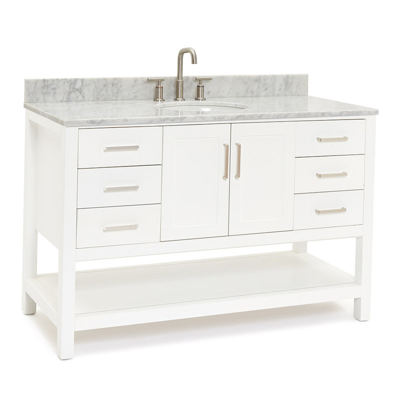 Magnolia Bath Vanity Rectangular Basin S061SCW2R, White, Oval, 55"