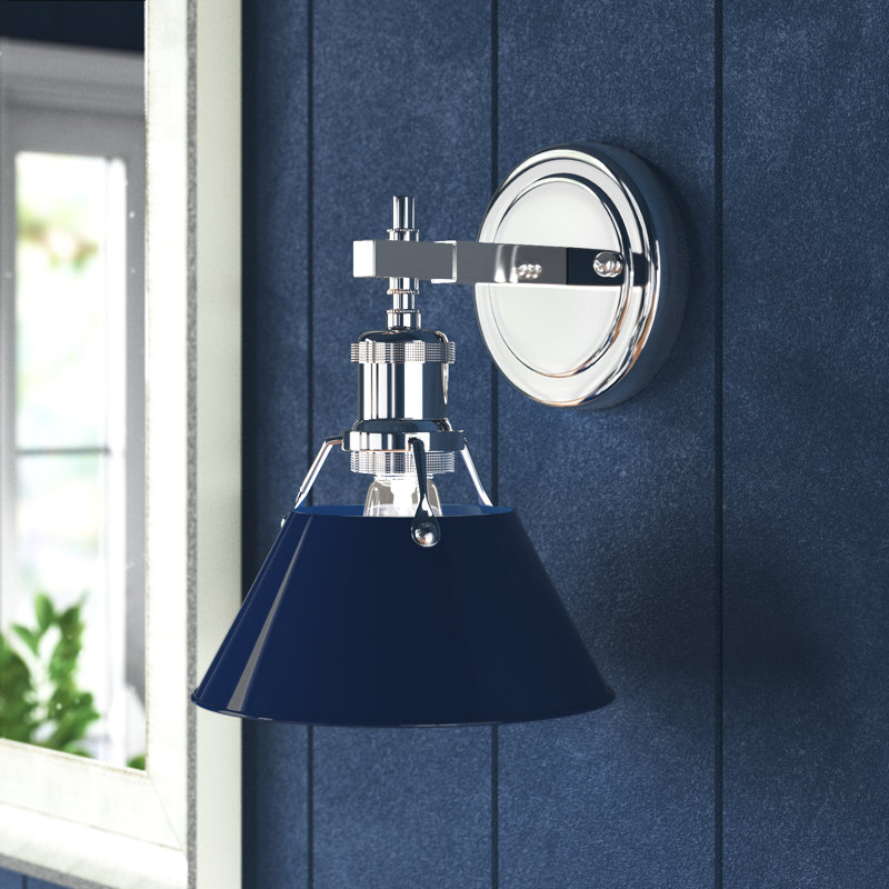 Éclairage pour meuble-lavabo en acier à intensité variable Felda, Bleu marine, Chrome, 1 lumières