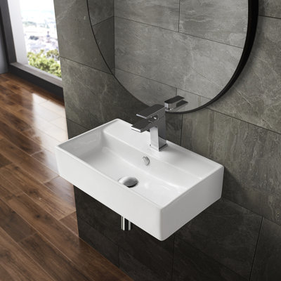 Lavabo de salle de bain mural rectangulaire 22 "en blanc brillant Claire SM-WS318