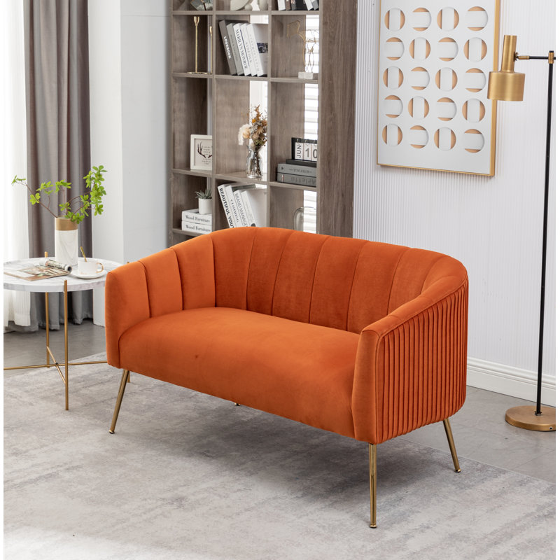 Mariantonietta 51'' Velvet Loveseat, Orange 