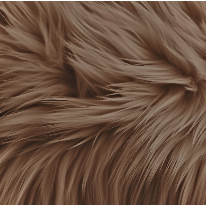 Fausse fourrure (demi-cour) - Tissu en peluche artisanal, Brun clair