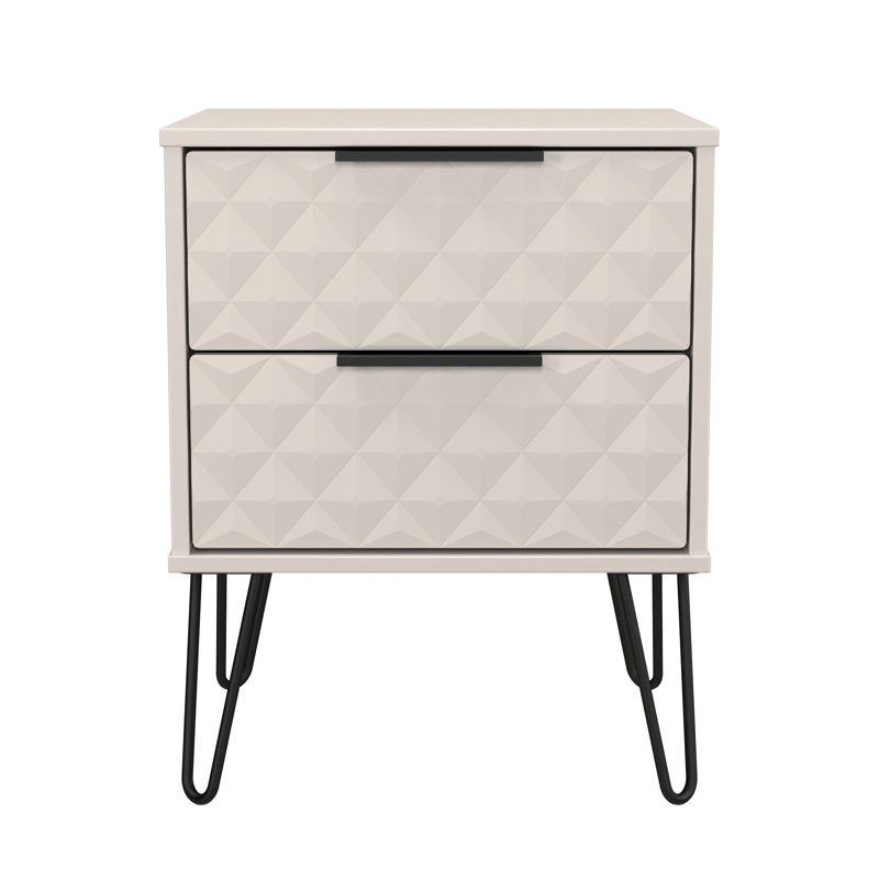 Harlequin 45cm W Manufactured Wood Bedside Table, Beige