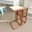 Solid Teak Side Table With Magazine Rack, C Shapped End Table For Couch, Sofa And Desk, Teak Magazine Rack C-Table With Terrazzo Table Top, Fully Assembled