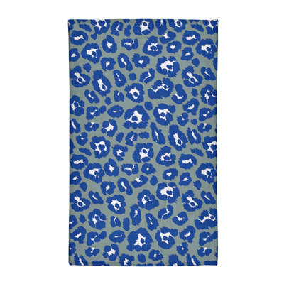Imprimé animal gris/bleu/Tapis décoratif blanc