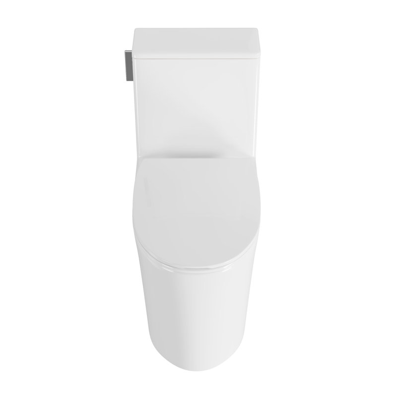 Toilette une pièce Deervalley, toilette à double chasse à siphon avec bouton de chasse à montage latéral, siège à fermeture douce inclus, installation au sol, finition blanche