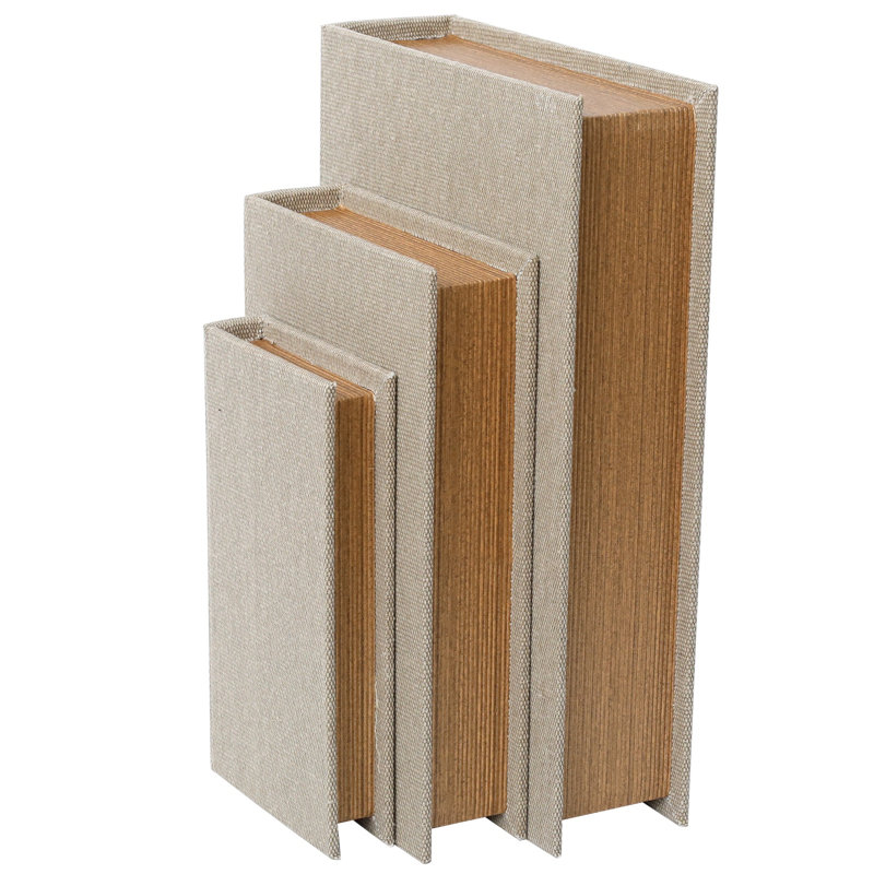 Wood Decorative Faux Book Boxes Set Of 3, Brown