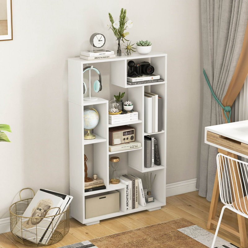 Bodala Geometric Bookcase, White
