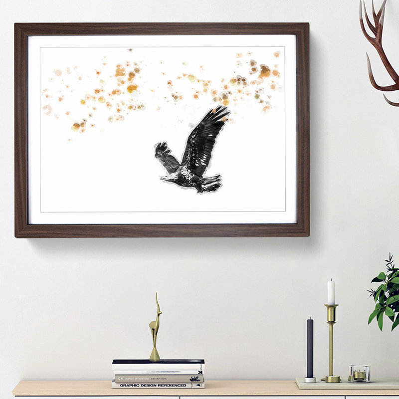Bald Eagle in Flight in Abstract - Picture Frame Painting Print, Walnut Framed, 48cm H x 65cm W x 2cm D