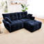 Tissu bleu à 2 chenilles avec - apparence simple et élégante pour les espaces de vie, revêtement texturé doux, stabilité de base moderne dans des coins de style exquis, aménagement confortable et personnalisable