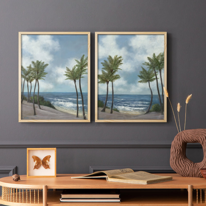 Impression encadrée Coastal Palm Tree I-Premium - prêt à être accroché - aucun clou requis - aucun clou requis, Doré