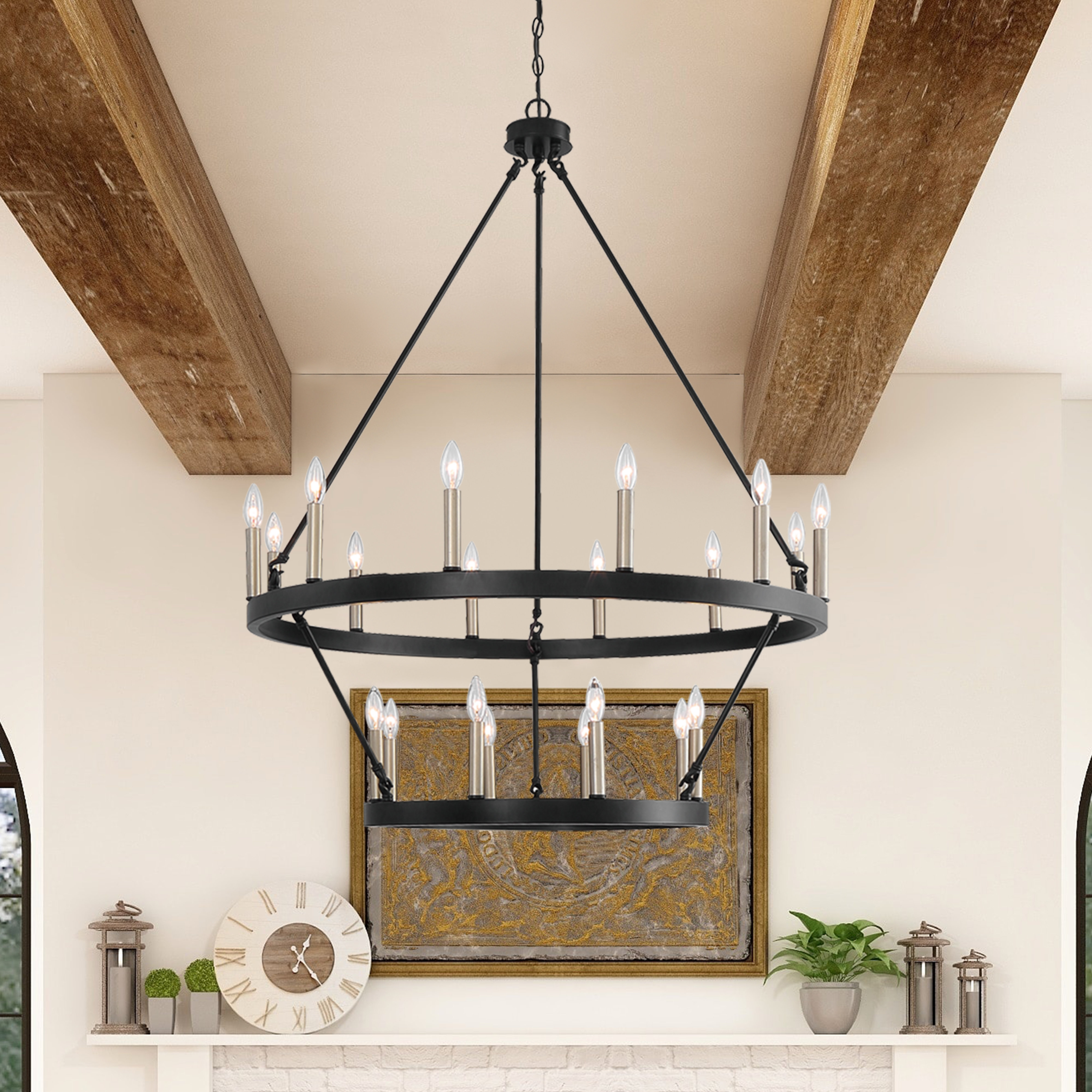 Gracie Oaks 20 Light Dimmable Wagon Wheel Chandelier Wayfair   20 Light Dimmable Wagon Wheel Chandelier 