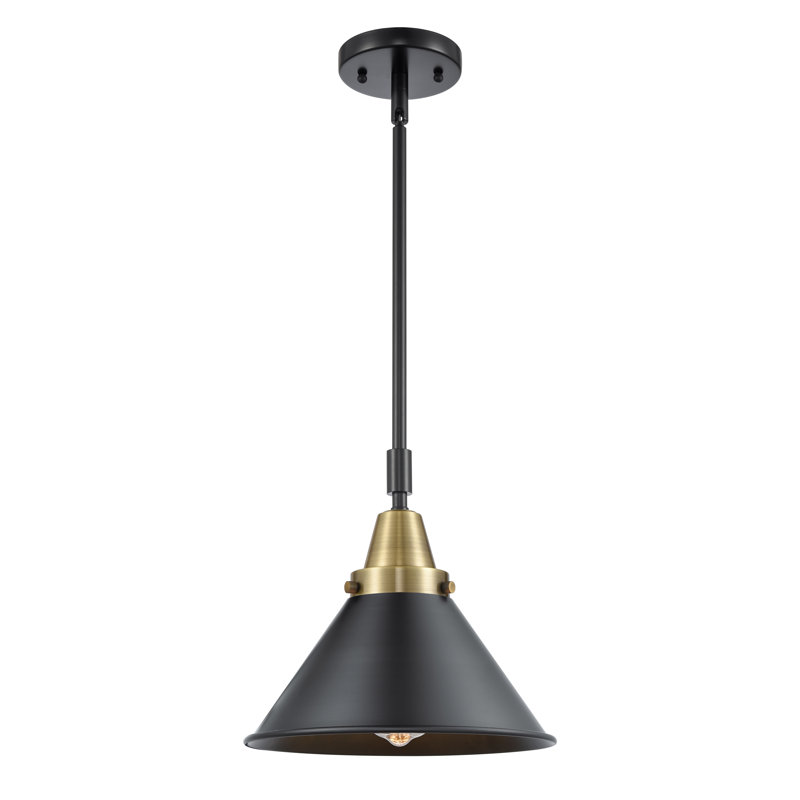 Luminaire suspendu conique à 1 lumière Cambarville, Ampoule non incluse, Laiton antique noir