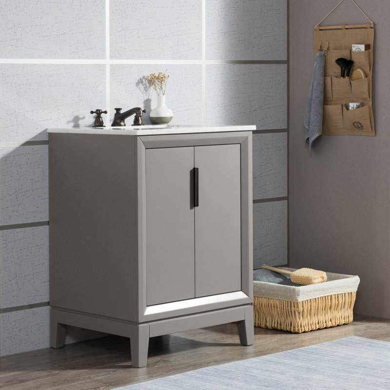 Elizabeth 24" Single Bathroom Vanity Set with Mirror, Cashmere Gray