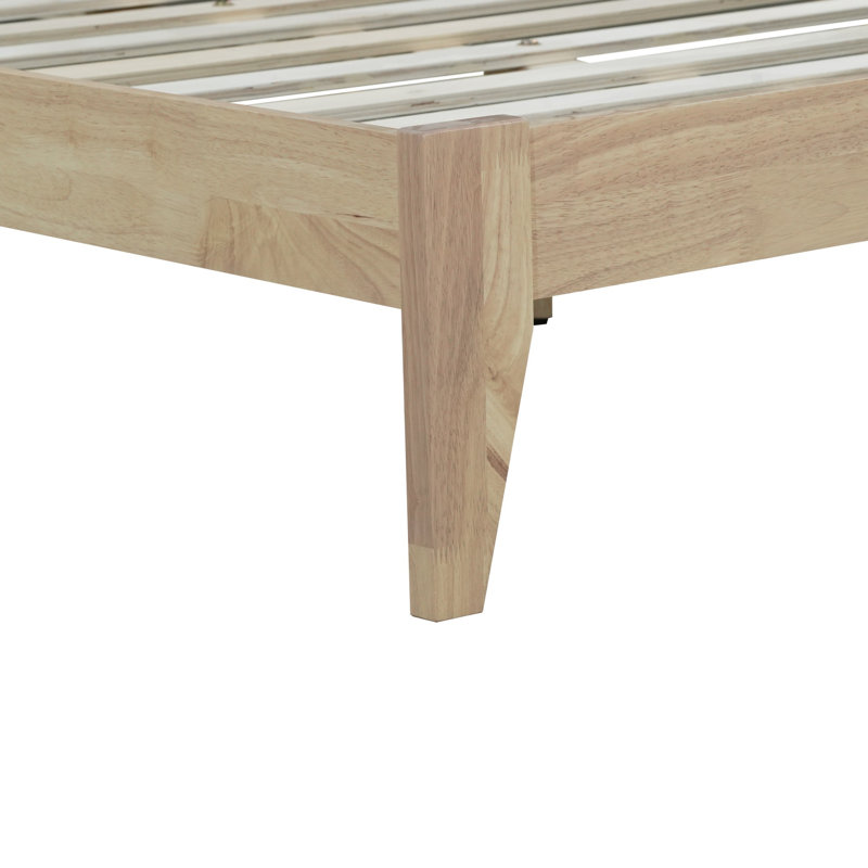 Modern Bed with Rattan Headboard, with Central Support Beams and Enhanced Feet, Full / Double