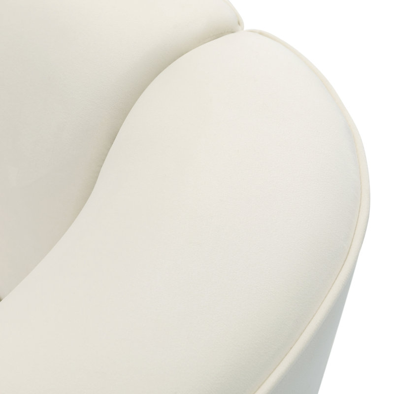Canapé incurvé contemporain de 87 po blanc cassé: sièges moelleux, Beige