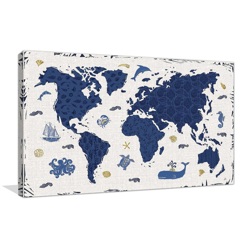 «Primitive Sea II» par Daphne Brissonnet - impression, Toile tendue, H 18 po x l 30 po x P 1 po